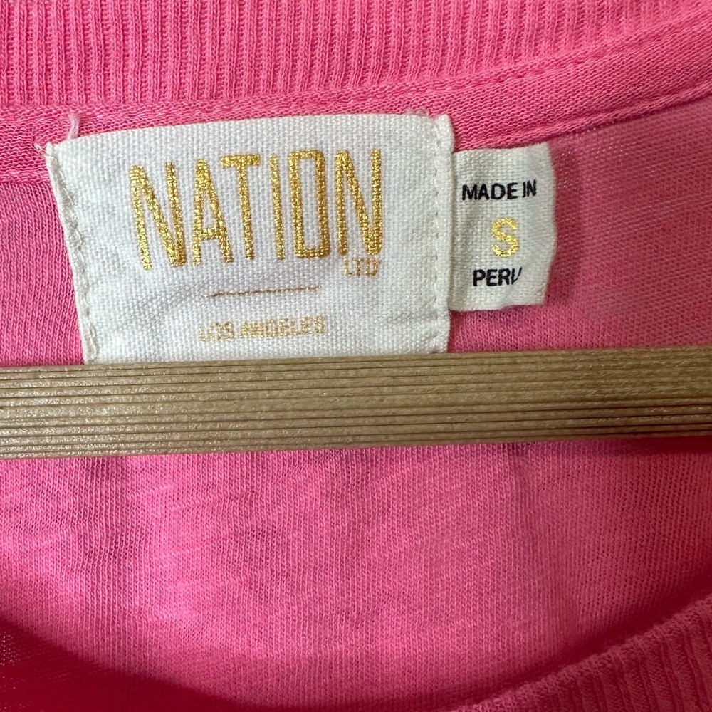 Nation LTD | Elliot Ruffle Dress | Pink | 100% Pima Cotton | Sleeveless | Size S - Picture 5 of 6